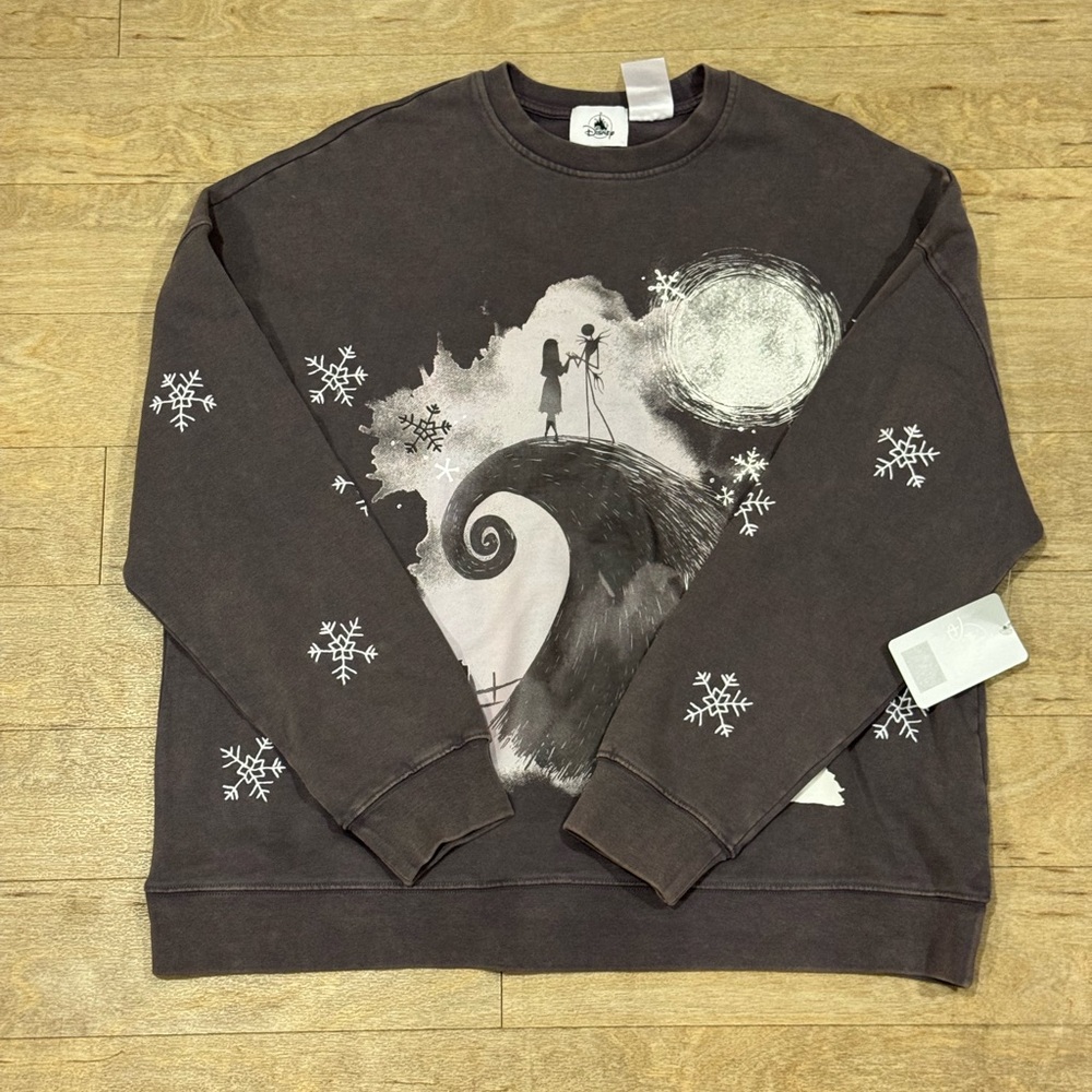 Disney Tim Burton Nightmare Before Christmas Jack Sally Black Sweatshirt Size M